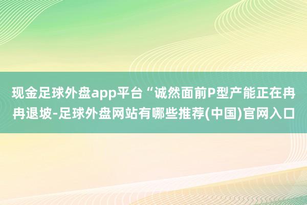 现金足球外盘app平台“诚然面前P型产能正在冉冉退坡-足球外盘网站有哪些推荐(中国)官网入口