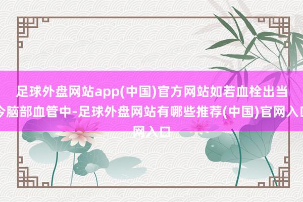 足球外盘网站app(中国)官方网站如若血栓出当今脑部血管中-足球外盘网站有哪些推荐(中国)官网入口