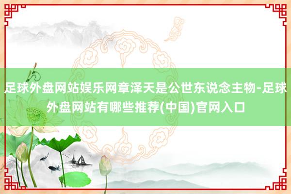 足球外盘网站娱乐网章泽天是公世东说念主物-足球外盘网站有哪些推荐(中国)官网入口