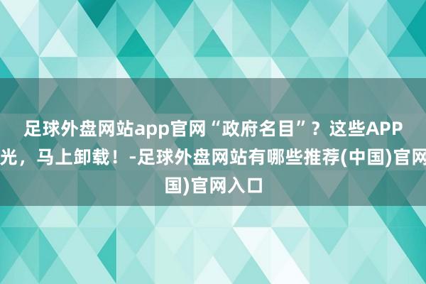 足球外盘网站app官网“政府名目”？这些APP被曝光，马上卸载！-足球外盘网站有哪些推荐(中国)官网入口