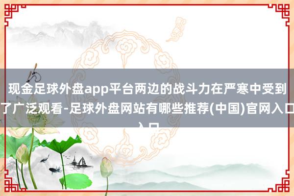 现金足球外盘app平台两边的战斗力在严寒中受到了广泛观看-足球外盘网站有哪些推荐(中国)官网入口