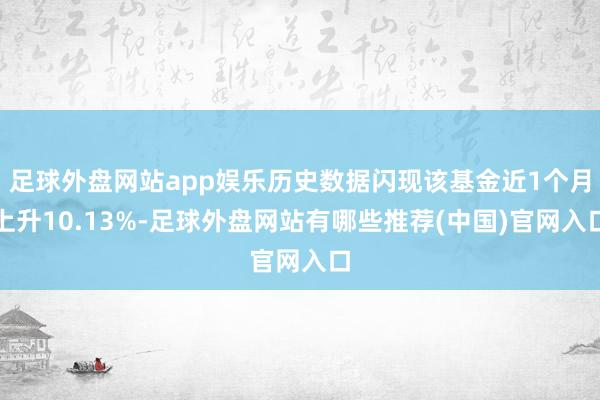 足球外盘网站app娱乐历史数据闪现该基金近1个月上升10.13%-足球外盘网站有哪些推荐(中国)官网入口