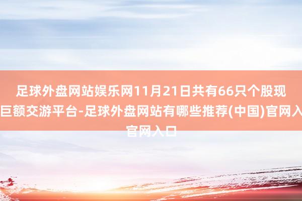 足球外盘网站娱乐网11月21日共有66只个股现身巨额交游平台-足球外盘网站有哪些推荐(中国)官网入口