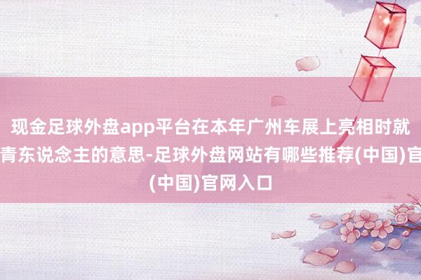 现金足球外盘app平台在本年广州车展上亮相时就激励年青东说念主的意思-足球外盘网站有哪些推荐(中国)官网入口