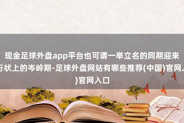 现金足球外盘app平台也可谓一举立名的同期迎来了行状上的岑岭期-足球外盘网站有哪些推荐(中国)官网入口