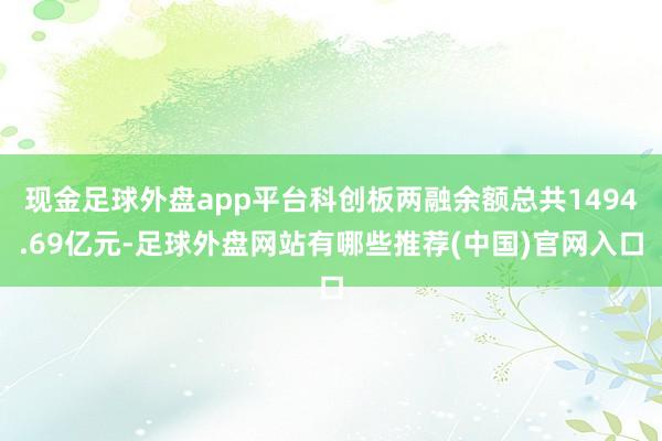 现金足球外盘app平台科创板两融余额总共1494.69亿元-足球外盘网站有哪些推荐(中国)官网入口