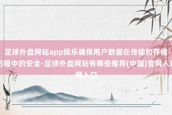 足球外盘网站app娱乐确保用户数据在传输和存储历程中的安全-足球外盘网站有哪些推荐(中国)官网入口